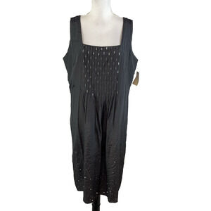 Coldwater Creek Dress size 14 Gray Beaded Flared Sequins Pleating Midi Lagenlook